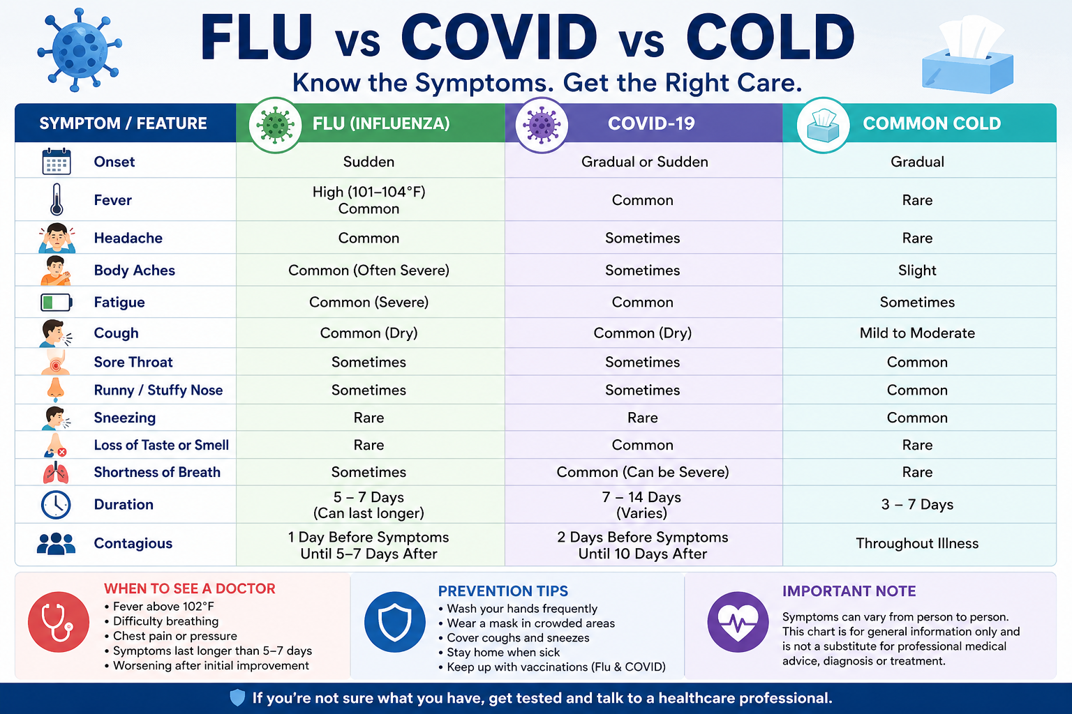Flu vs COVID vs Cold: Know the Symptoms Early & Get Same-Day Treatment Near You